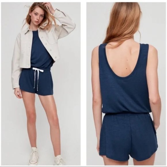 Wilfred Pants - Wilfred Free Izabel Romper Tie-waist, Reposa fabric Blue jersey-knit romper